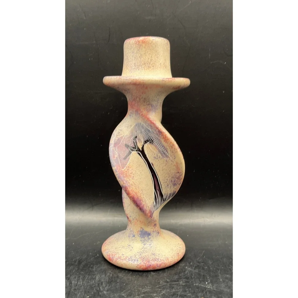 Unique Carved Soapstone Twisted Giraffe Candlestick Holder‎ Decorative Signed 6